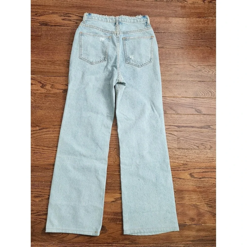 Signature 8 Crossover Waist Jeans Women Size S Light Wash Distressed Streetwear